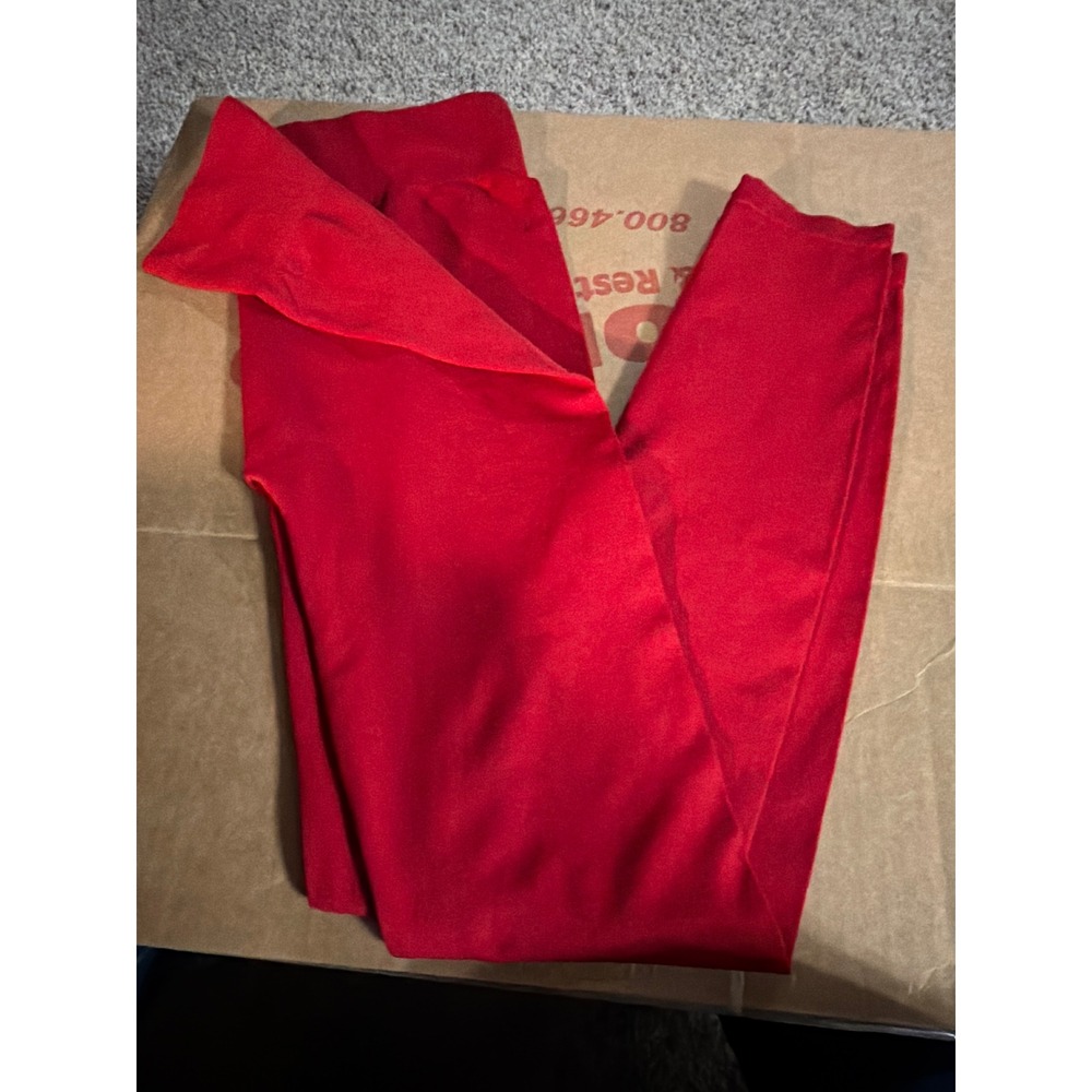 New Mix Red Leggings One Size High Waisted Stretch Full Length Athletic Yoga